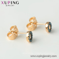 94999 xuping new gold earring models vogue letter o 18k gold stud earring with precious blue turquoise jewelry